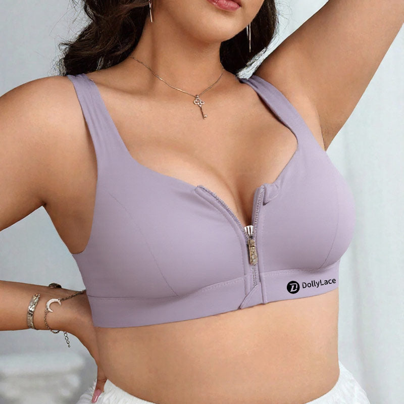 Dollylace Front Zipper Integrated Sports Bra for Fitness with Beautiful Back and No Steel Ring