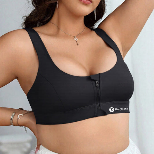 Dollylace Front Zipper Integrated Sports Bra for Fitness with Beautiful Back and No Steel Ring