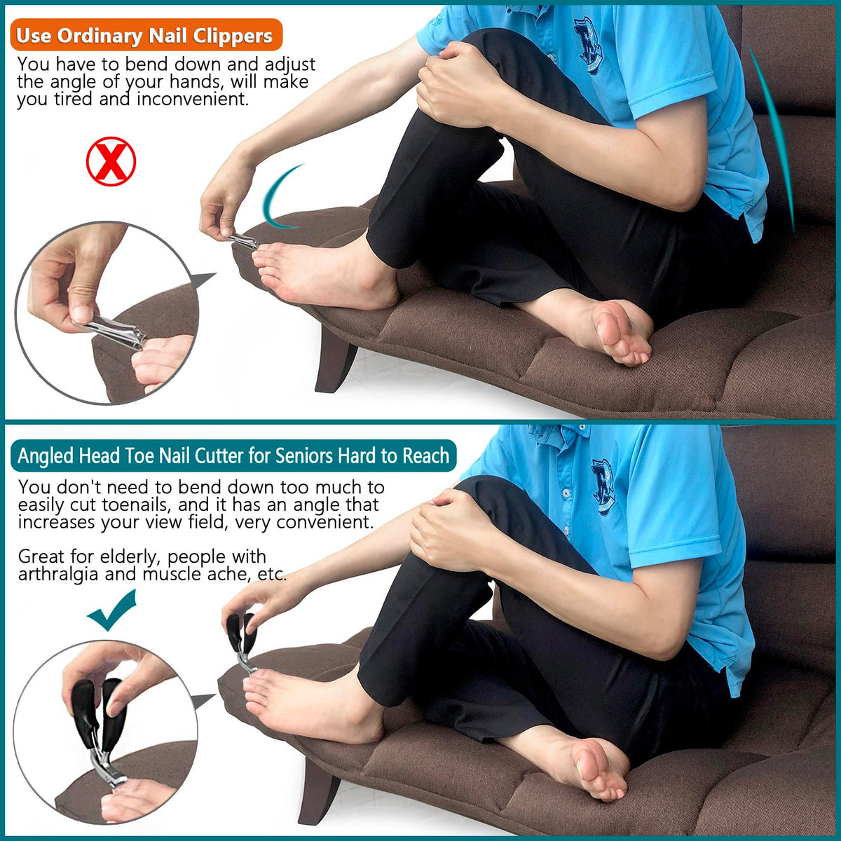 🏥Angled Toenail Clippers for Thick Toenails