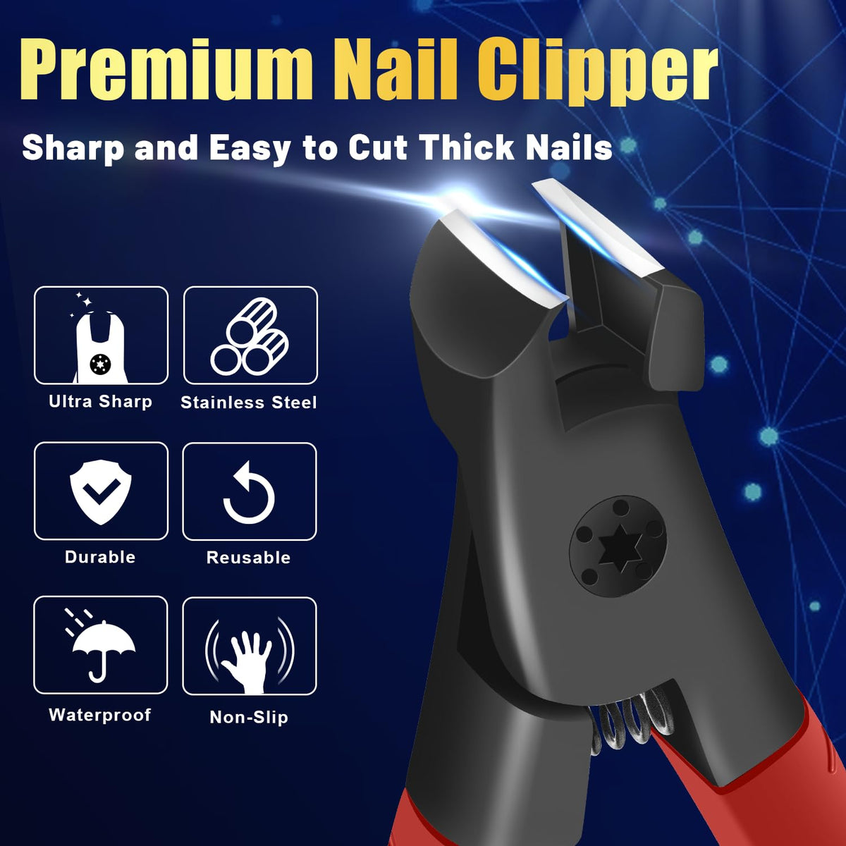 Non-Slip Long Handle Nail Clippers for Thick Nails
