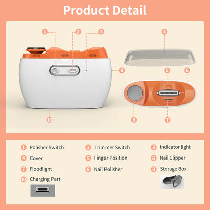 2 in 1 Electric Automatic Nail Clipper Trimmer